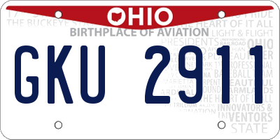 OH license plate GKU2911