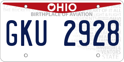 OH license plate GKU2928