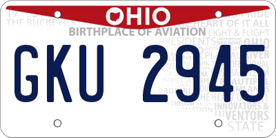OH license plate GKU2945
