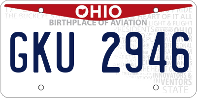 OH license plate GKU2946