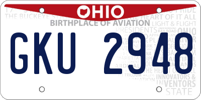 OH license plate GKU2948