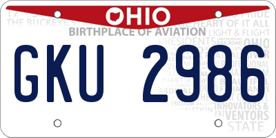 OH license plate GKU2986