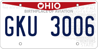 OH license plate GKU3006