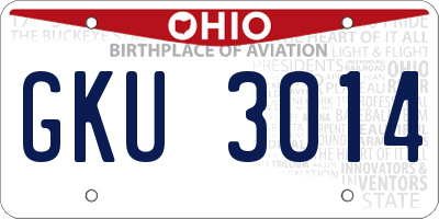 OH license plate GKU3014