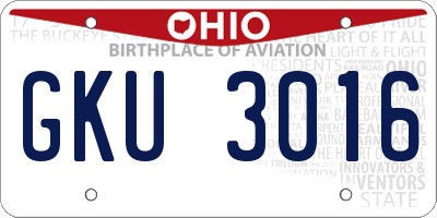 OH license plate GKU3016