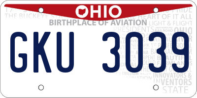 OH license plate GKU3039