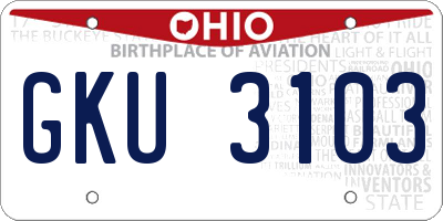OH license plate GKU3103