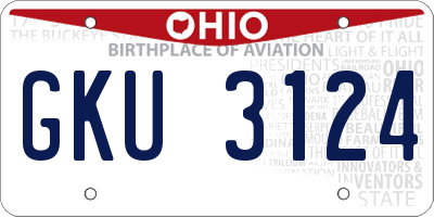 OH license plate GKU3124
