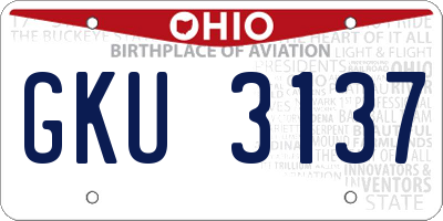 OH license plate GKU3137
