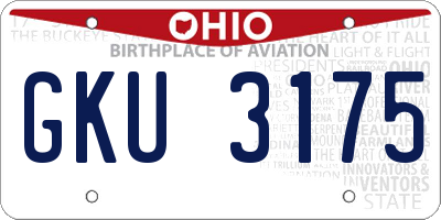 OH license plate GKU3175