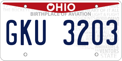 OH license plate GKU3203