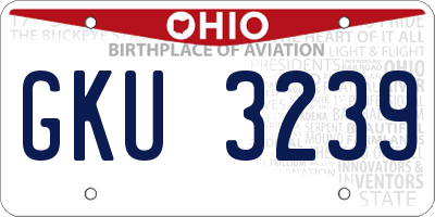 OH license plate GKU3239