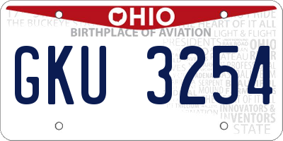 OH license plate GKU3254