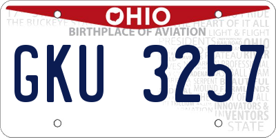 OH license plate GKU3257