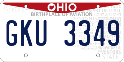OH license plate GKU3349