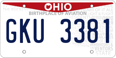 OH license plate GKU3381