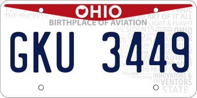 OH license plate GKU3449