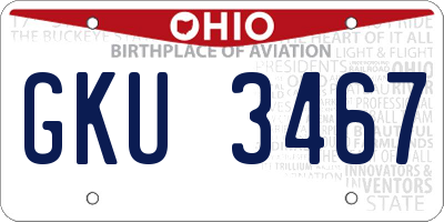 OH license plate GKU3467