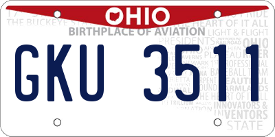 OH license plate GKU3511
