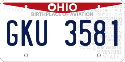 OH license plate GKU3581