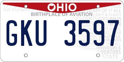 OH license plate GKU3597