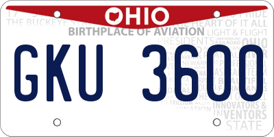 OH license plate GKU3600