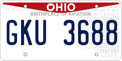 OH license plate GKU3688