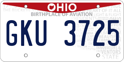 OH license plate GKU3725