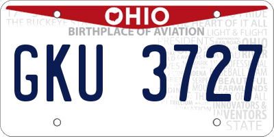 OH license plate GKU3727