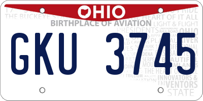 OH license plate GKU3745