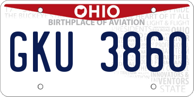 OH license plate GKU3860