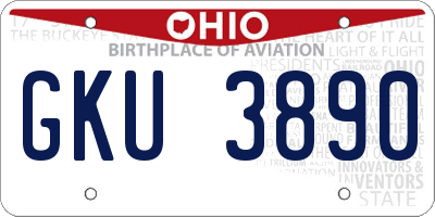 OH license plate GKU3890
