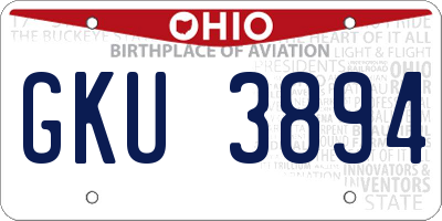 OH license plate GKU3894