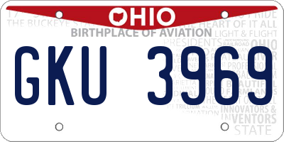 OH license plate GKU3969