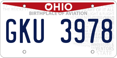 OH license plate GKU3978