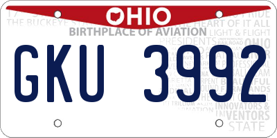 OH license plate GKU3992