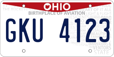 OH license plate GKU4123
