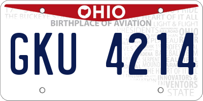 OH license plate GKU4214