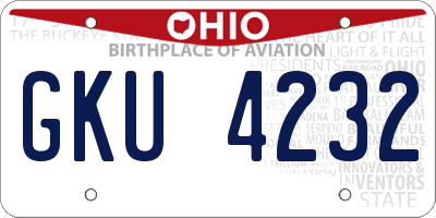 OH license plate GKU4232