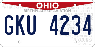 OH license plate GKU4234