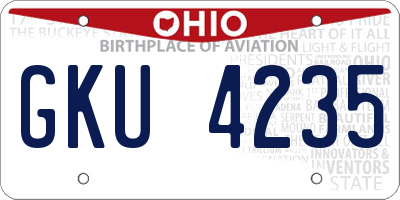 OH license plate GKU4235