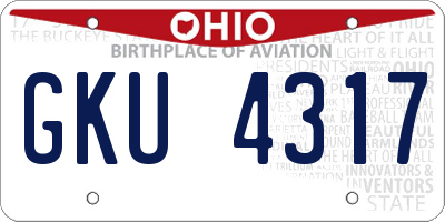 OH license plate GKU4317