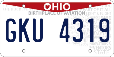 OH license plate GKU4319