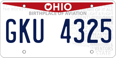 OH license plate GKU4325