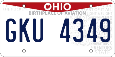 OH license plate GKU4349