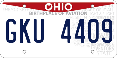 OH license plate GKU4409