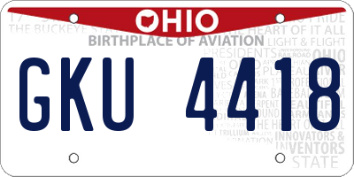 OH license plate GKU4418