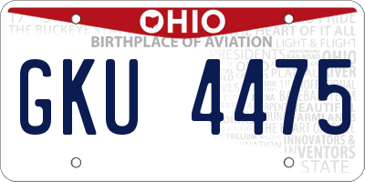 OH license plate GKU4475