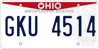 OH license plate GKU4514