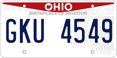 OH license plate GKU4549